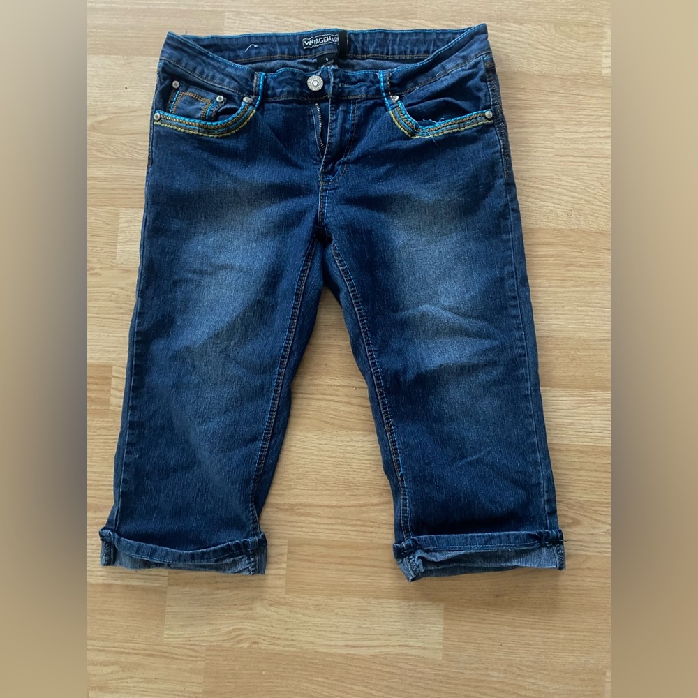 Dark Blue Denim Capris